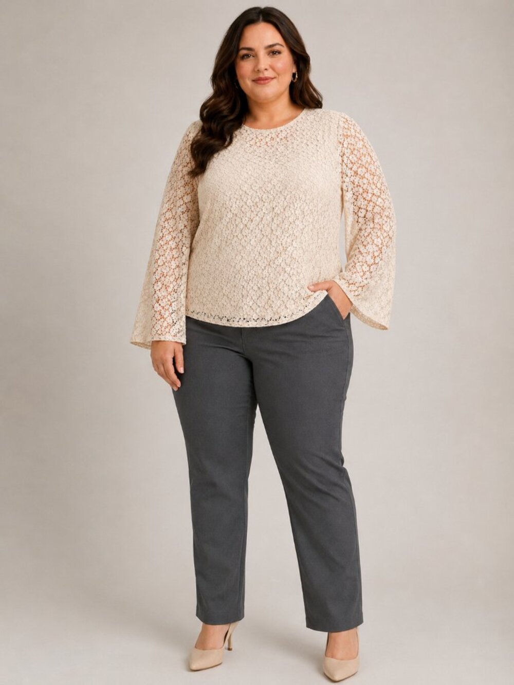 Alfani 16W Gray Slim Straight Tummy Control Work Pants